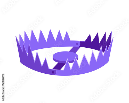 Metal bear trap icon sign flat style design vector illustration isolated on white background.