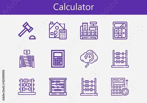 Premium set of calculator line icons. Simple calculator icon pack. Stroke vector illustration on a white background. Modern outline style icons collection of Retrocognition