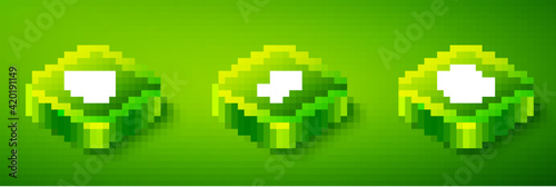 Set Isometric Location with percent discount, Discount tag and Purse money icon. Vector