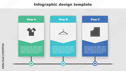 Set T-shirt, Hanger wardrobe and Sewing Pattern. Business infographic template. Vector