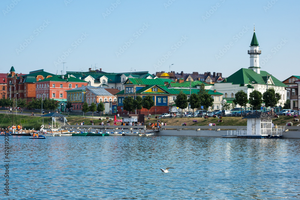 Embankment of lake Nizhny Kaban in Kazan