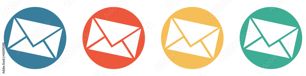 Bunter Banner mit 4 Buttons: Brief, Kontakt oder Newsletter Bunter Banner mit 4 Buttons: Brief, Kontakt oder Newsletter