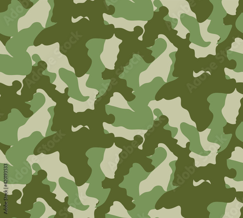 Seamless camouflage pattern. Khaki texture, vector illustration. Camo print background. Abstract military style backdrop