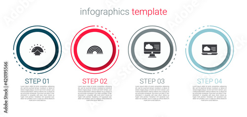 Set Sunrise, Rainbow, Weather forecast and . Business infographic template. Vector