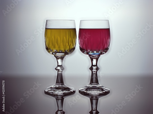 Glass of water isolated in black and white image for background ,glass of wine ,dinner ware ,glass of red wine	