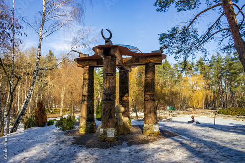 Wood alcove in Cherkasy city park, Ukraine photo