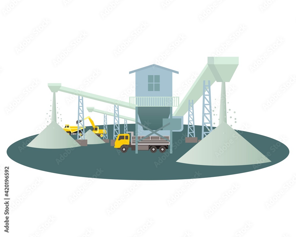 Occupational Related Diseases by Stone mill plant. vector illustration isolated cartoon