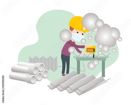Occupational Related Diseases by Asbestos. vector illustration isolated cartoon