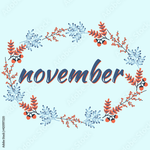 diary, calendar month november vector