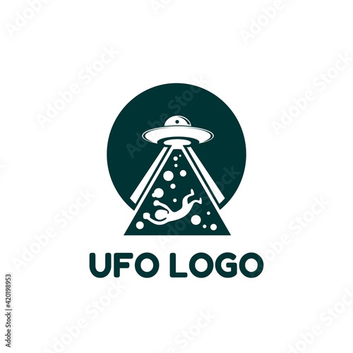 Unidentified flying object alien space creature logo icon design vector illustration 