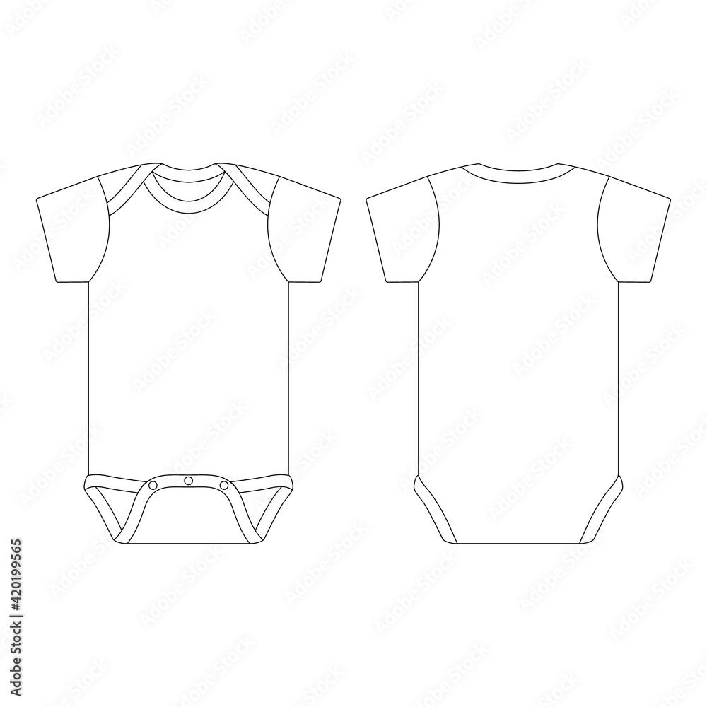 Template baby onesie unisex vector illustration flat sketch design outline  Stock-vektor | Adobe Stock