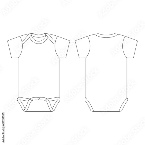 Template baby onesie unisex vector illustration flat sketch design outline