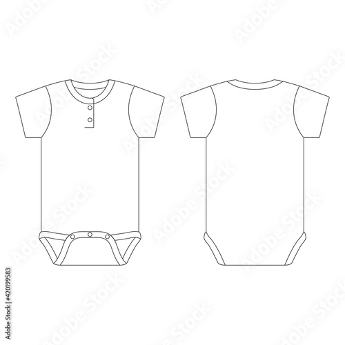 Template baby onesie with button vector illustration flat sketch design outline