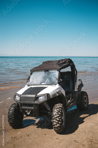 ATV on the seashore. extreme outdoor sports