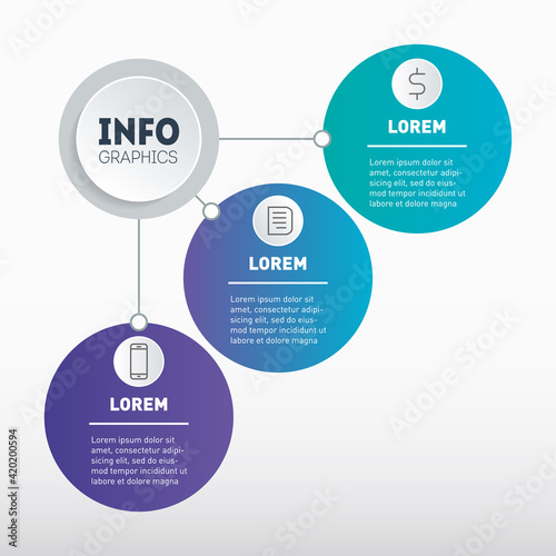 Example of infographics - how to make your business structured. Cool infographic of technological or education process with 3 steps. Best of slideshow for  business presentation with three options.