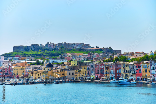 Procida island, Naples, Italy, colorful houses in Marina di Corricella © bondarillia