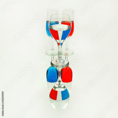 red and blue beverages