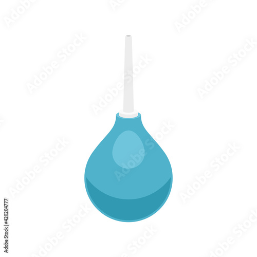 Medical pear rubber blue enema icon. Cleaning of the intestines and digestive system. Flat design symbol. Vector illustration isolated on white background