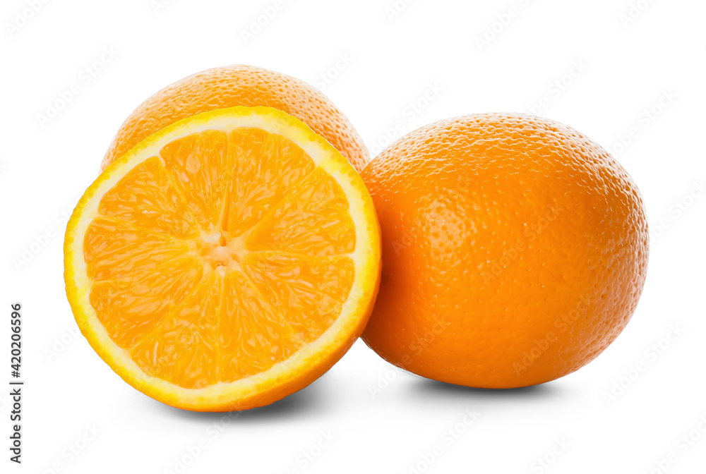 Ripe oranges on white background Ripe oranges on white background