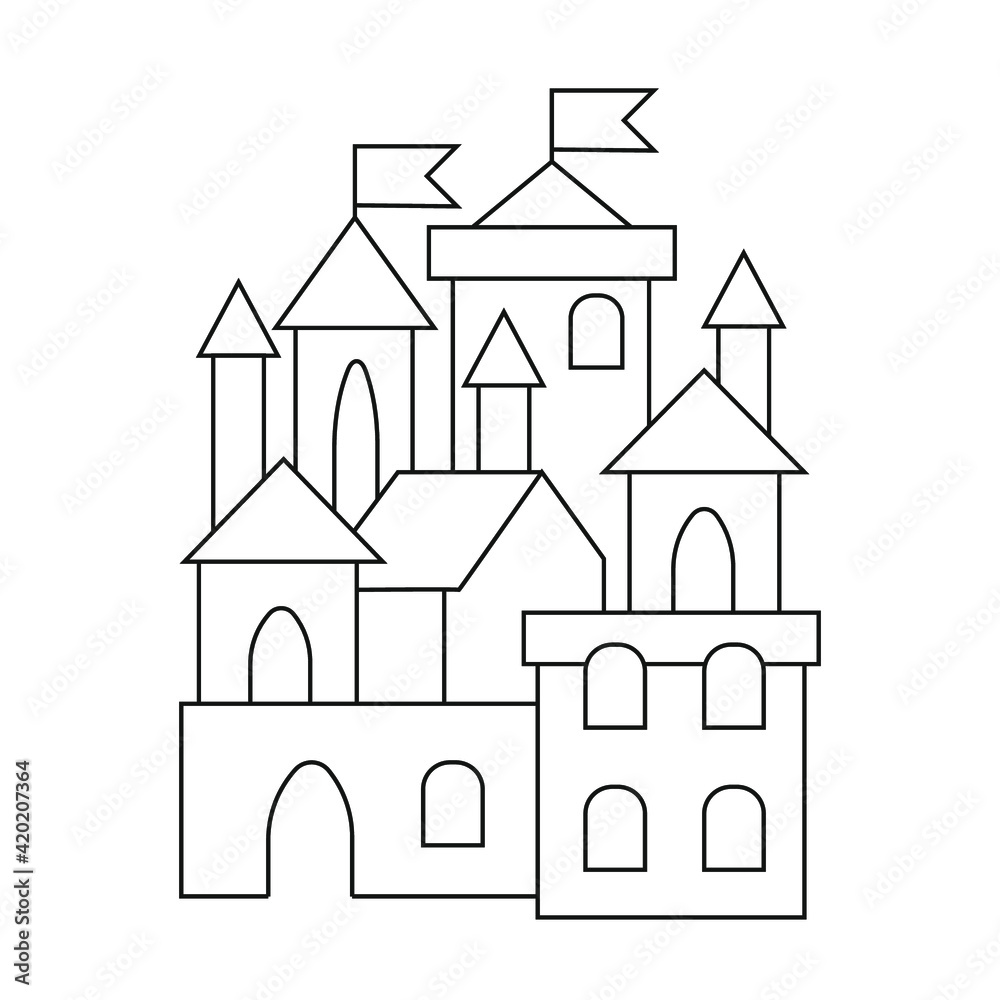castle for coloring kids vector template
