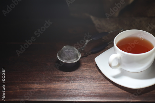 Brewed tea on a serving table