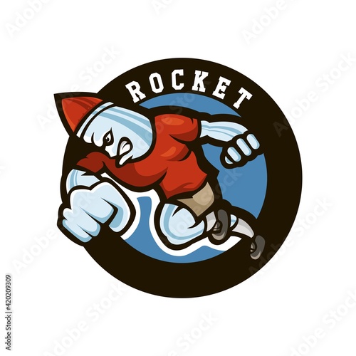 Rocket Sport Mascot Logo Design Illustration Vector