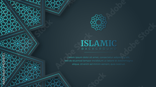 Islamic Arabic Arabesque Ornament Border Abstract Background with Copy Space for Text	 photo