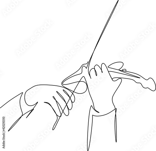 Violin continuous single line drawing vector music instrument