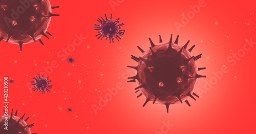 coronavirus concept COVID-19 on red background. 3d rendering.