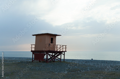 Lifeguard post in Batumi beach, Georgia © vladislavmavrin