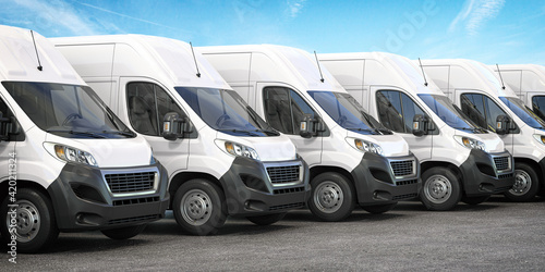 Obraz na plátně Delivery vans in a row