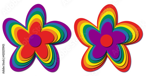 Rainbow flowers. Pride symbol. Isolated vector illustration 