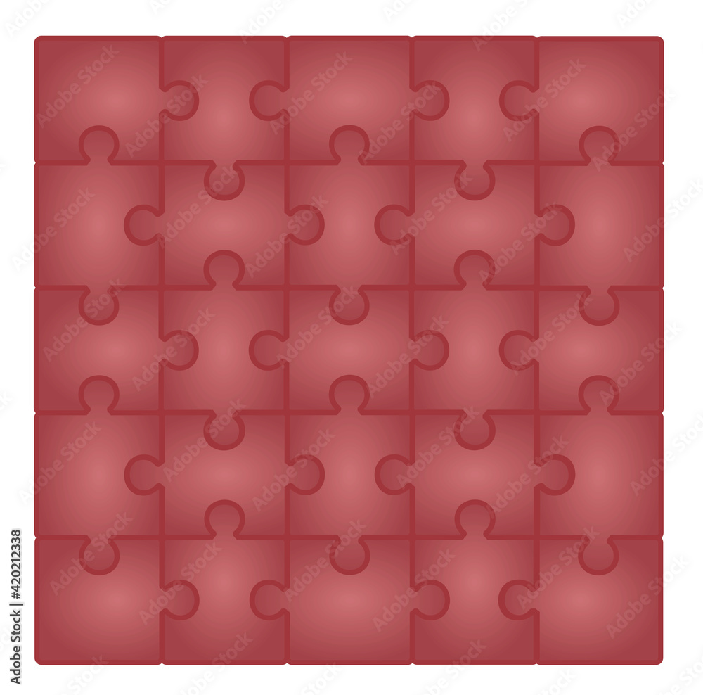 Square red blank puzzle template. vector