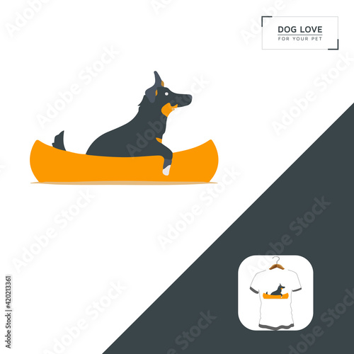Dog in a boat, dog t shirt design your own