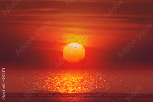 tropical sea at sunset