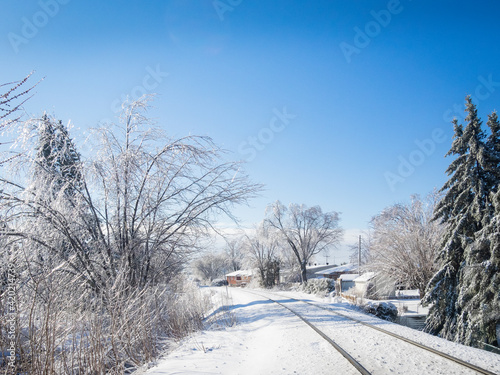 Train Tracks in a Beautiful landscape with Ice