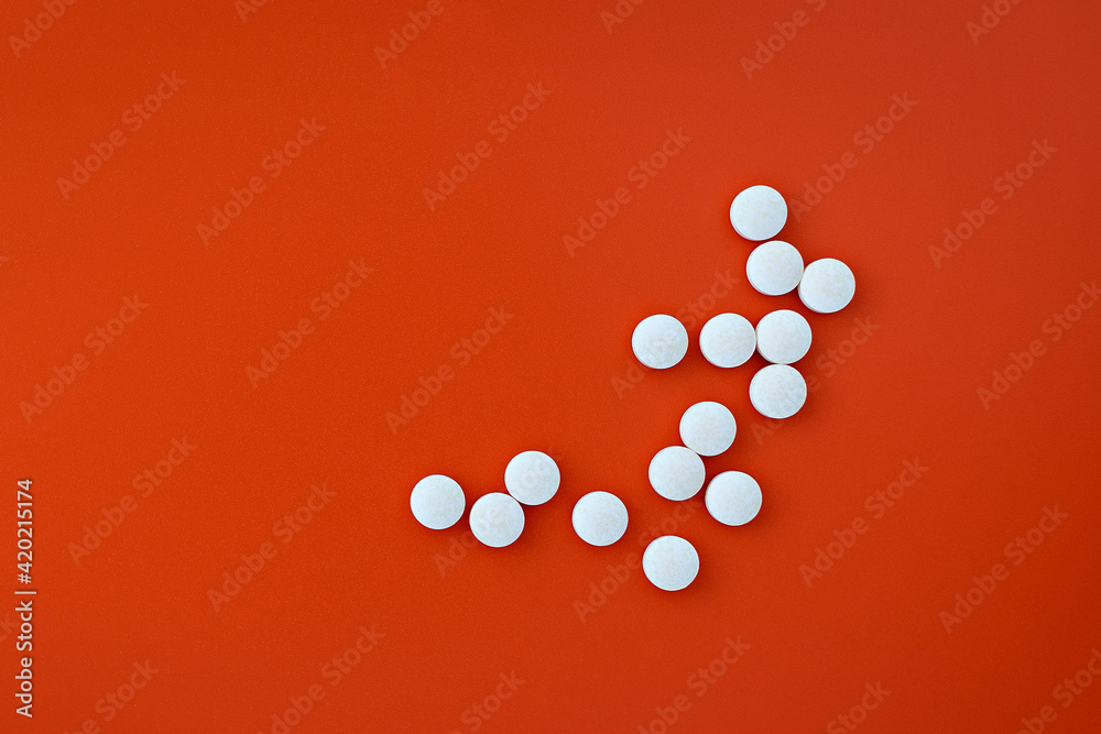 close-up of vitamin A tablets. dietary concept. dietary supplement topview
