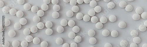 Fototapeta Naklejka Na Ścianę i Meble -  close-up of pantothenic acid (vitamin b5) tablets. dietary concept. dietary supplement banner