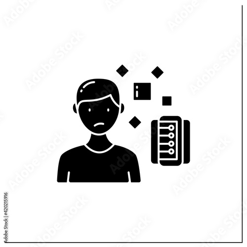 Unrelated Information glyph icon. Pieces of unrelated info. Contamination information space supply with irrelevant info.Filled flat sign. Isolated silhouette vector illustration