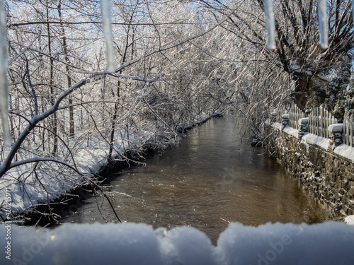 River with Beautiful landscape in Ice photo