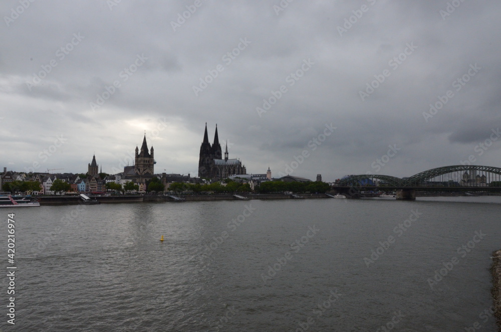 view of Cologne, old and modern architecture view of Cologne, old and modern architecture