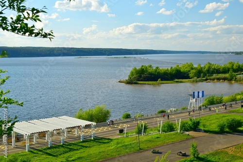 Tabeyev embankment and the majestic Kama river. Naberezhnye Chelny. Russia.