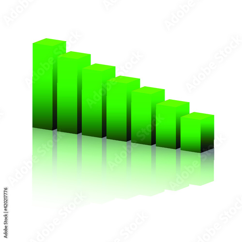 3D green business graph on white background