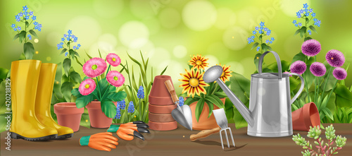 Realistic Garden Horizontal Composition