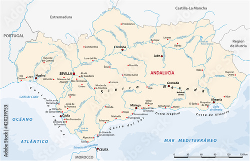 vector map of the Spanish autonomous communities of Andalusia