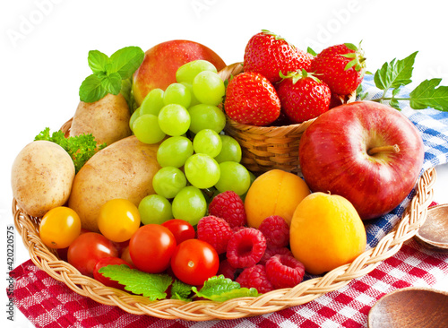 Regional fresh fruits and vegetables close up