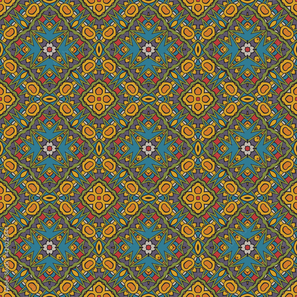 Creative trendy color abstract geometric pattern in yellow blue red, vector seamless, can be used for printing onto fabric, interior, design, textile Creative trendy color abstract geometric pattern in yellow blue red, vector seamless, can be used for printing onto fabric, interior, design, textile