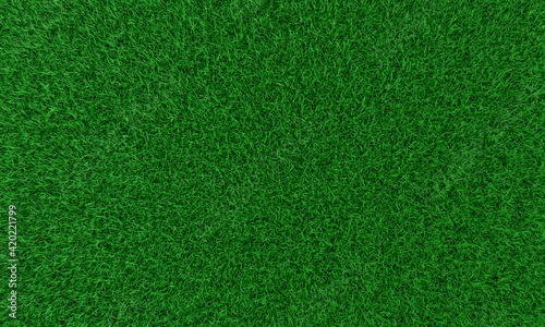 Top view Fresh green lawns for background, backdrop or wallpaper. Plains and grasses of various sizes are neat and tidy. The lawn surface is evenly shining and bright.3D Rendering