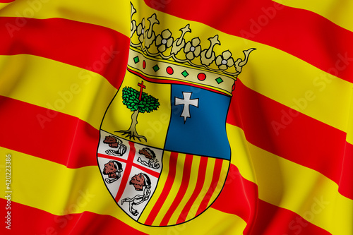 Aragon official flag.3D render illustration