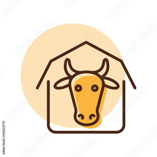 Cowshed vector flat icon. Farm animal sign